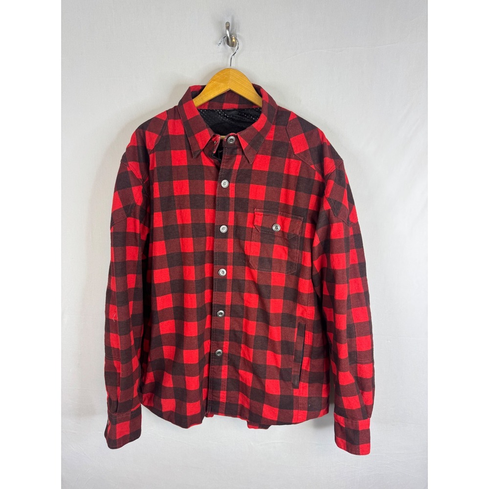 Joe Rocket Canada Red Black Buffalo Plaid Aramid Reinforced Riding Shirt 2XL
